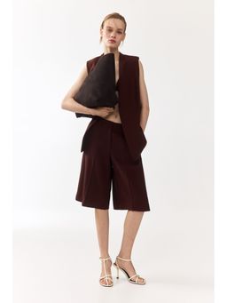 H&M - Women Brown Tailored Bermuda Shorts