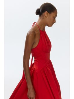 H&M - Women Red Ruched Halterneck Dress