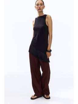 H&M - Women Brown Tailored Linen Trousers