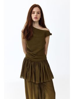 H&M - Women Green Knot-Detail One-Shoulder Top