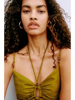 H&M - Women Green Linen-Blend Strappy Top