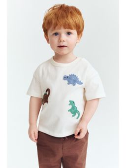 H&M - Boys White Motif-Detail T-Shirt