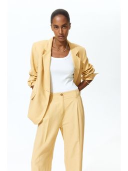 H&M - Women Yellow Linen-Blend Trousers