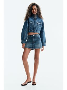 H&M - Women Blue Cropped Denim Jacket