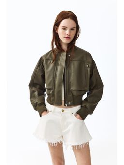 H&M - Women Green Coated Bomber Jacket