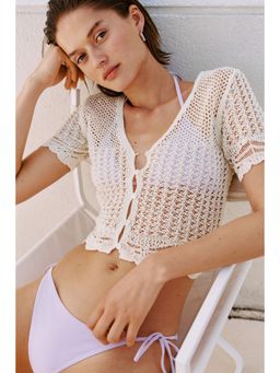 H&M - Women White Crochet-Look Beach Top
