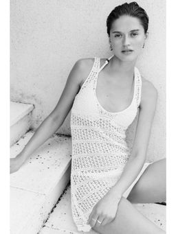 H&M - Women White Hole-Knit Beach Dress