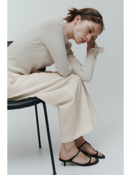 H&M - Women White Linen-Blend Barrel Trouser