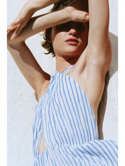 H&M - Women Blue Belted Halterneck Dress