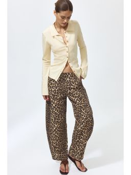H&M - Women Beige Denim Barrel Jeans