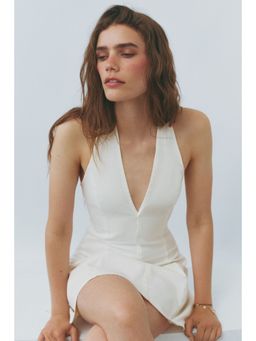 H&M - Women White Denim Halterneck Dress