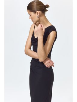 H&M - Women Black Asymmetric jersey dress