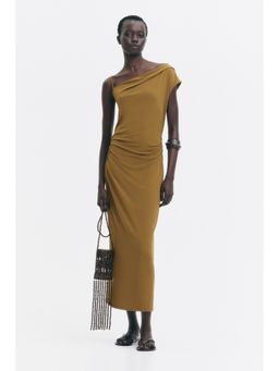 H&M - Women Beige Asymmetric Jersey Dress