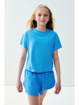H&M - Girls Blue Loose Fit Sports T-Shirt With Softmove