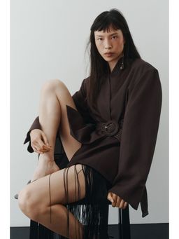 H&M - Women Brown Belted Lapelless Blazer