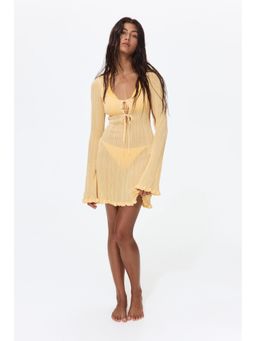 H&M - Women Yellow Rib-Knit Beach Dress
