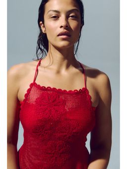 H&M - Women Red Crochet-Look Beach Dress