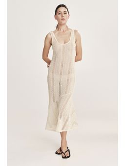 H&M - Women Beige Crochet-Look Midi Dress
