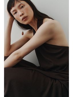H&M - Women Brown Twist-Detail Halterneck Dress