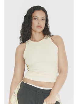 H&M - Women Yellow Ribbed Cotton Vest Top