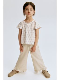 H&M - Girls Beige Linen-Blend Drawstring Trousers