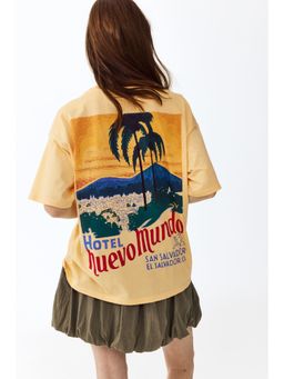 H&M - Women Yellow Oversized Printed T-Shirt