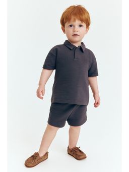 H&M - Boys Grey 2-Piece Waffled Cotton Set