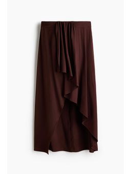 H&M - Women Brown Draped-Panel Asymmetric Skirt