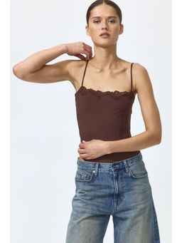 H&M - Women Brown Lace-Trimmed Strappy Body
