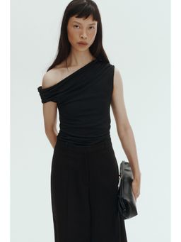 H&M - Women Black Draped One-Shoulder Top