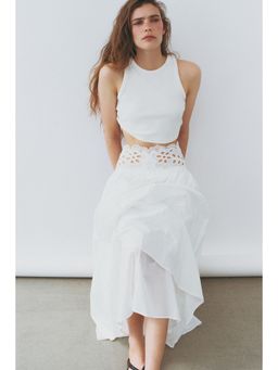 H&M - Women White Lace-Detail Cotton Skirt