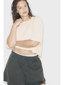 H&M - Women Beige Oversized T-Shirt