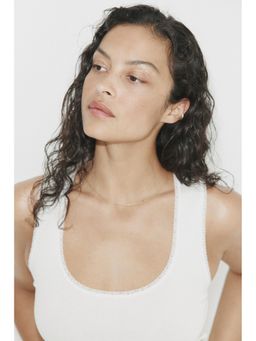 H&M - Women White Lace-Trimmed Vest Top