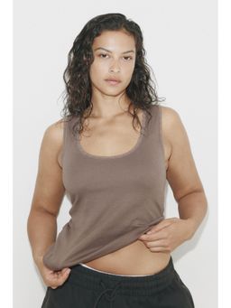 H&M - Women Beige Lace-Trimmed Vest Top