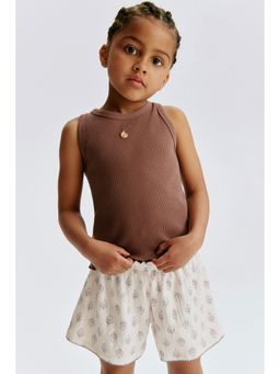 H&M - Girls Brown Ribbed Cotton Vest Top