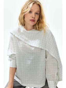 H&M - Women White MAMA Cape-Detail Seersucker Blouse