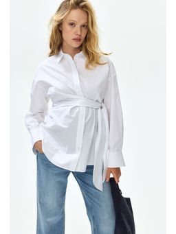 H&M - Women White MAMA Tie-Detail Cotton Shirt