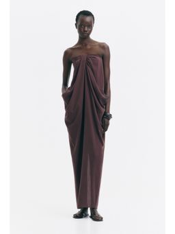 H&M - Women Brown Knot-Detail Bandeau Dress
