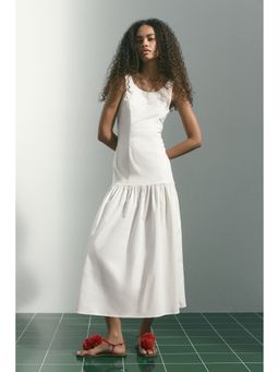 H&M - Women White Flared-Skirt Low-Back Dress