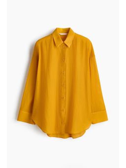 H&M - Women Yellow Oversized Crinkled Shirt