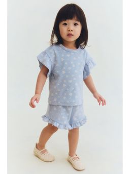 H&M - Girls Blue 2-Piece Printed Terry Set