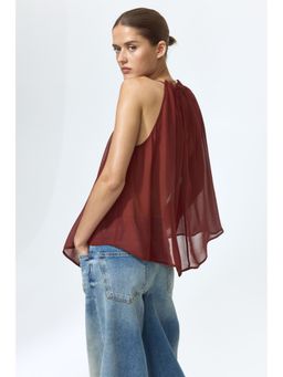 H&M - Women Red Oversized Drawstring Top