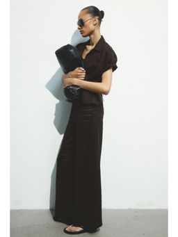 H&M - Women Brown Wide Textured-Knit Trousers