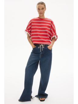 H&M - Women Red Oversized Cotton Top