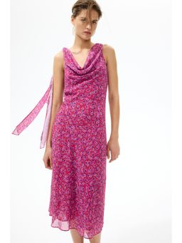 H&M - Women Pink Cowl-Neck Tie-Strap Dress