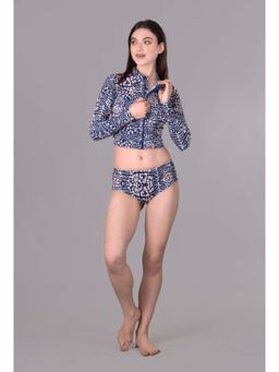 Keepfit - Women Blue Printed Swimming Top with Boyshorts