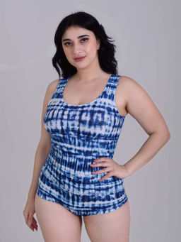 Keepfit - Women Blue Printed Swimming Bodysuit