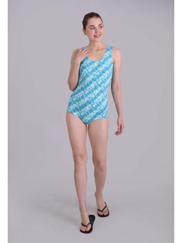Keepfit - Women Blue Printed Swimwear Bodysuit