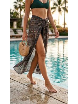 Keepfit - Brown Printed Swimwear Cover-Up Pareo Sarong