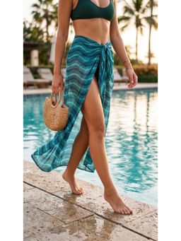 Keepfit - Blue Printed Swimwear Cover-Up Pareo Sarong